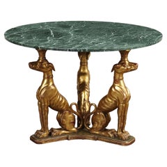 Tavolo Rotondo con Sculture di Levrieri Sicilia Inizio XX Secolo