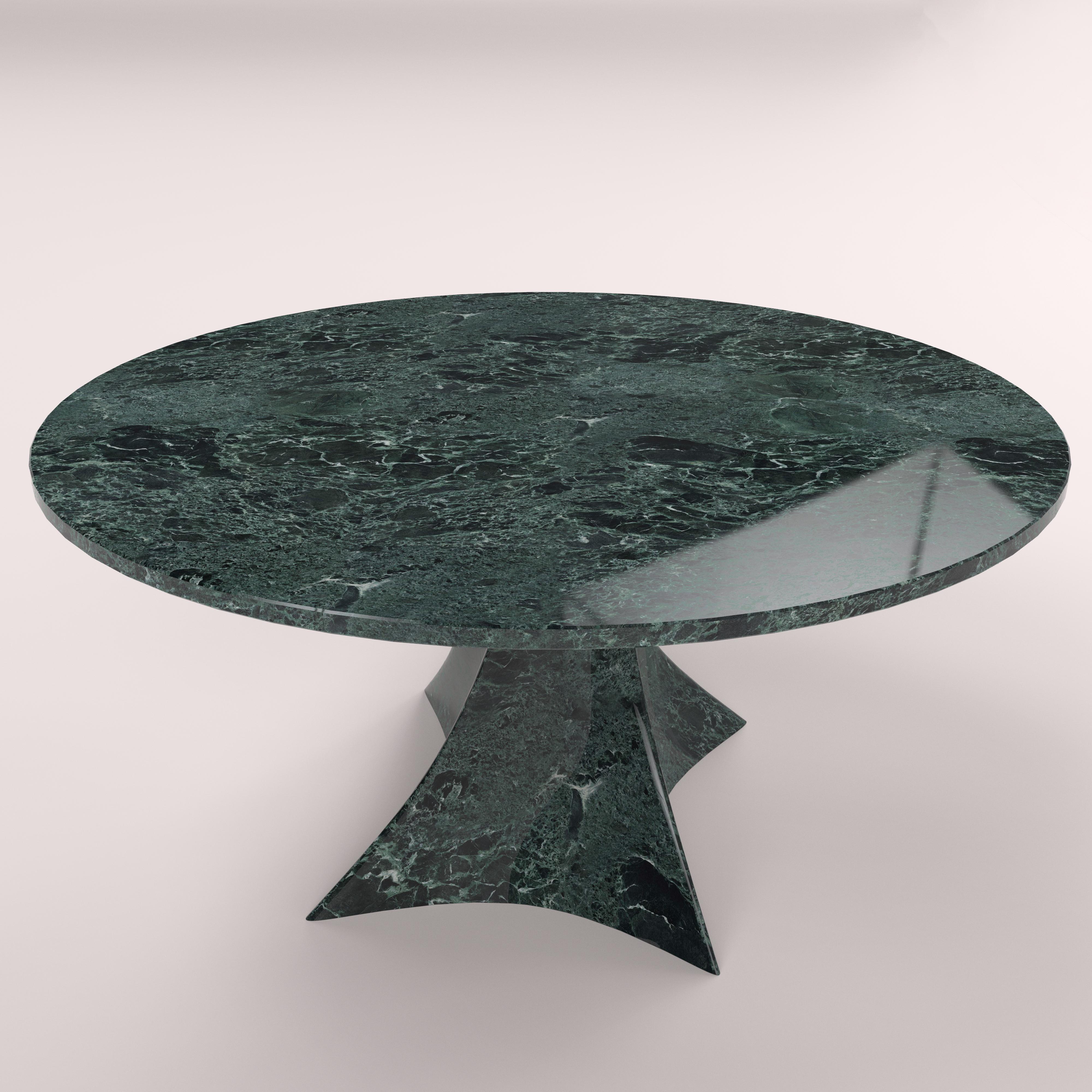 Italian Tavolo rotondo contemporaneo in marmo Verde Alpi by Carcino Design For Sale
