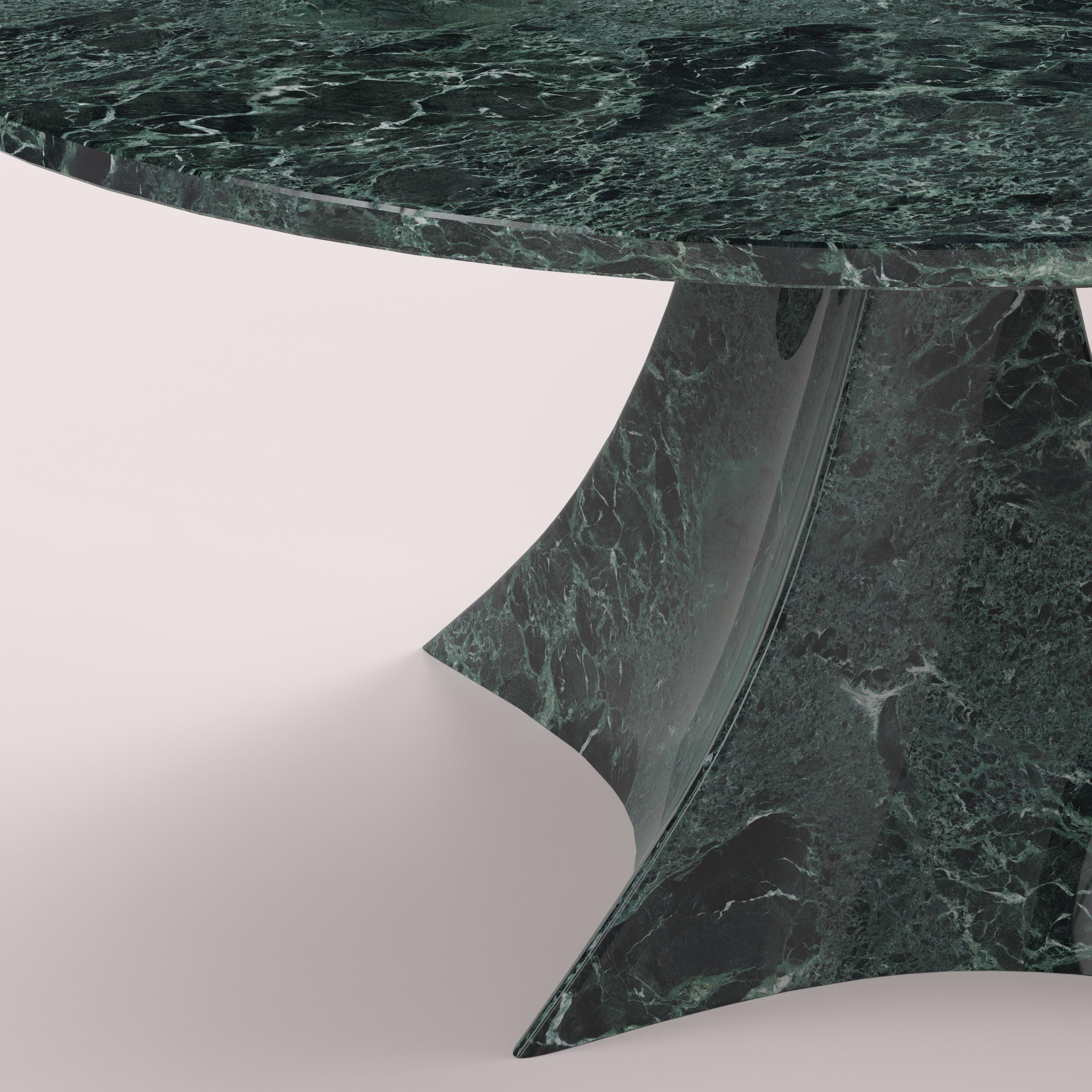 Fait main Tavolo rotondo contemporaino en marmo Verde Alpi par Carcino Design en vente