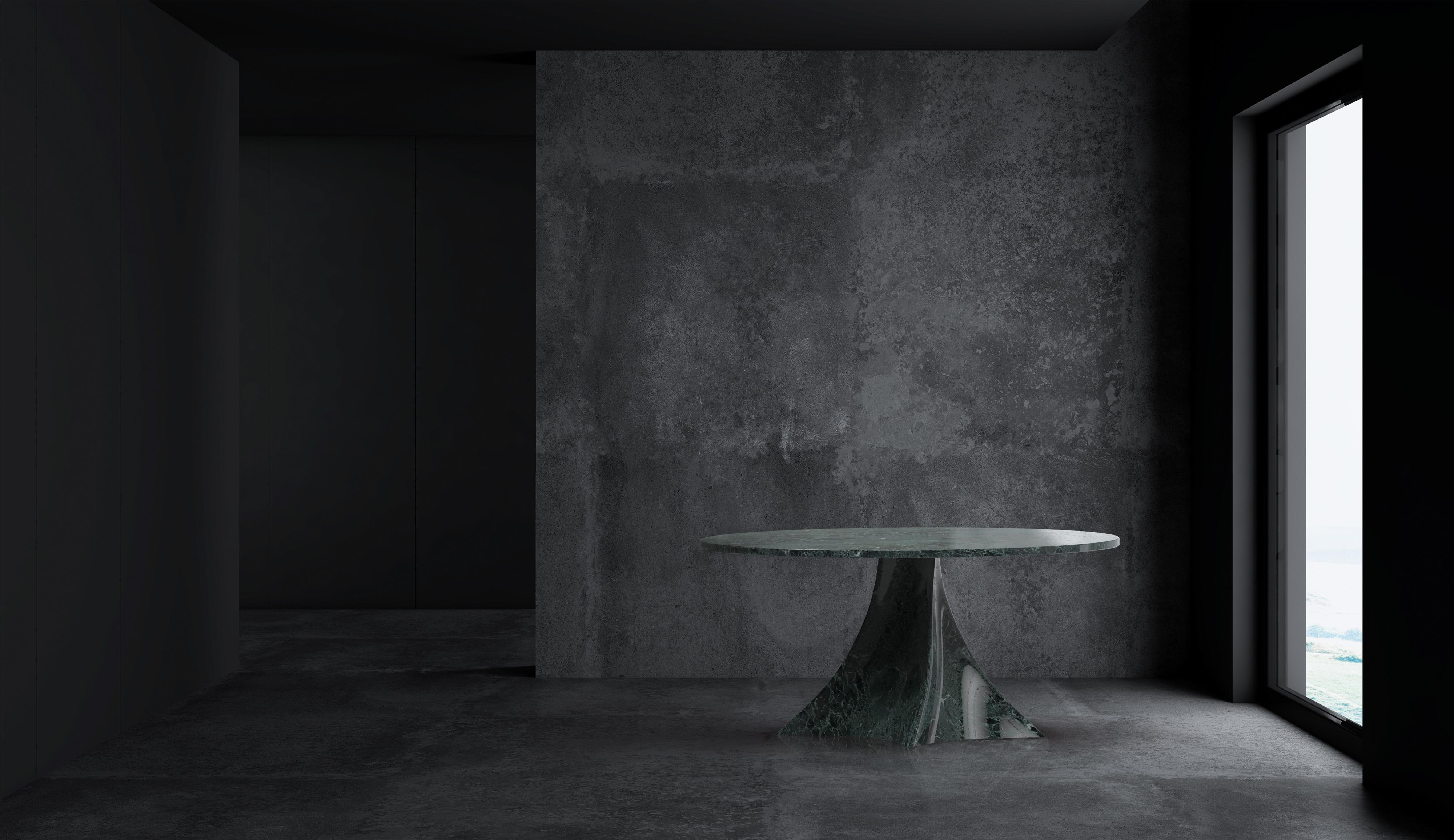 Contemporary Tavolo rotondo contemporaneo in marmo Verde Alpi by Carcino Design For Sale
