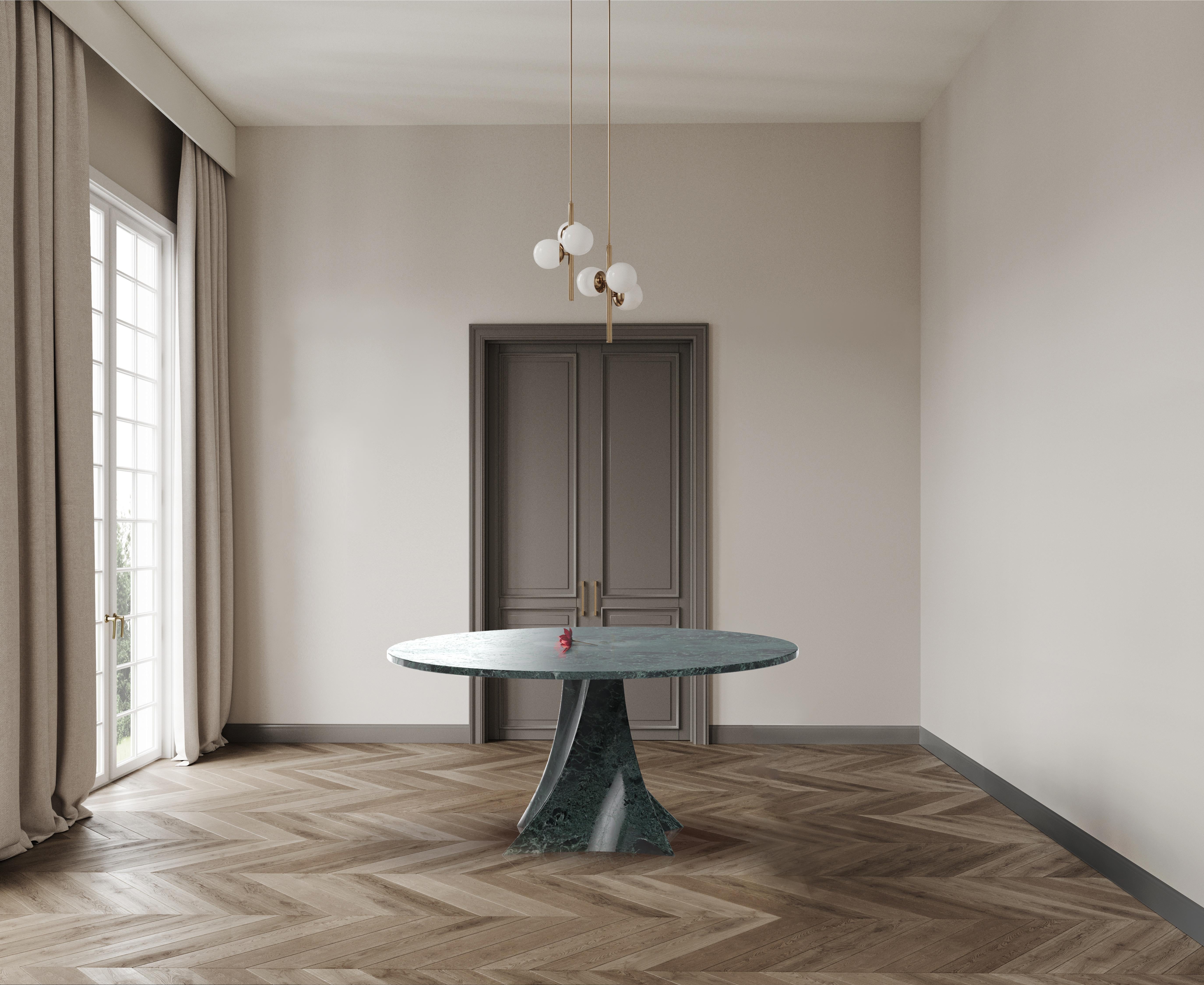 Marbre Tavolo rotondo contemporaino en marmo Verde Alpi par Carcino Design en vente