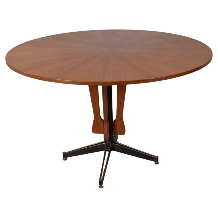 Runder Holztisch aus den 1960er Jahren, entworfen von Carlo Ratti für Lissoni im Angebot