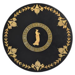 Tavolo Pranzo Rotondo Ardesia, Scagliola e Base Legno, Fatto a Mano en Italie