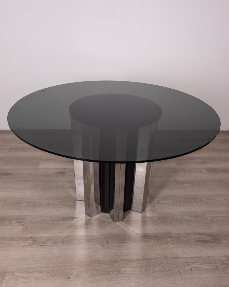 Vintage 70's round glass table Italian design In Good Condition For Sale In None, IT