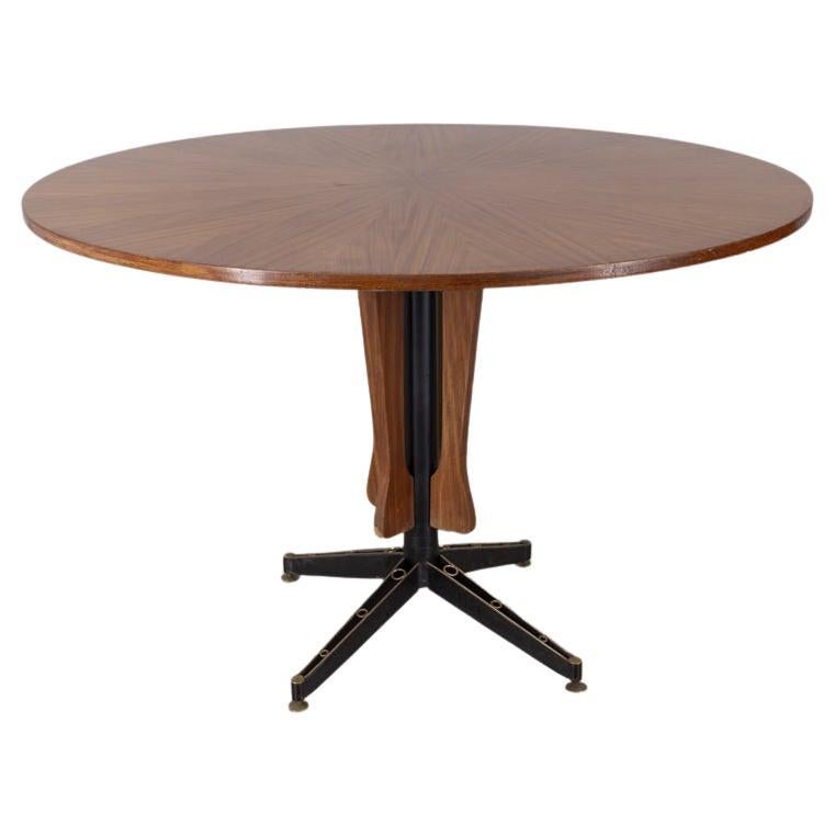 Table ronde en bois vintage des années 1960 conçue par Carlo Ratti pour Lissoni