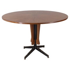 Tavolo rotondo vintage in legno degli anni '60 design Carlo Ratti per Lissoni