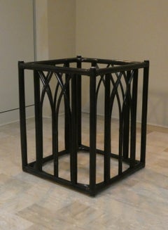 Table en chêne/hêtre laqué noir, cuir, verre trempé, Gasparucci Italia '70