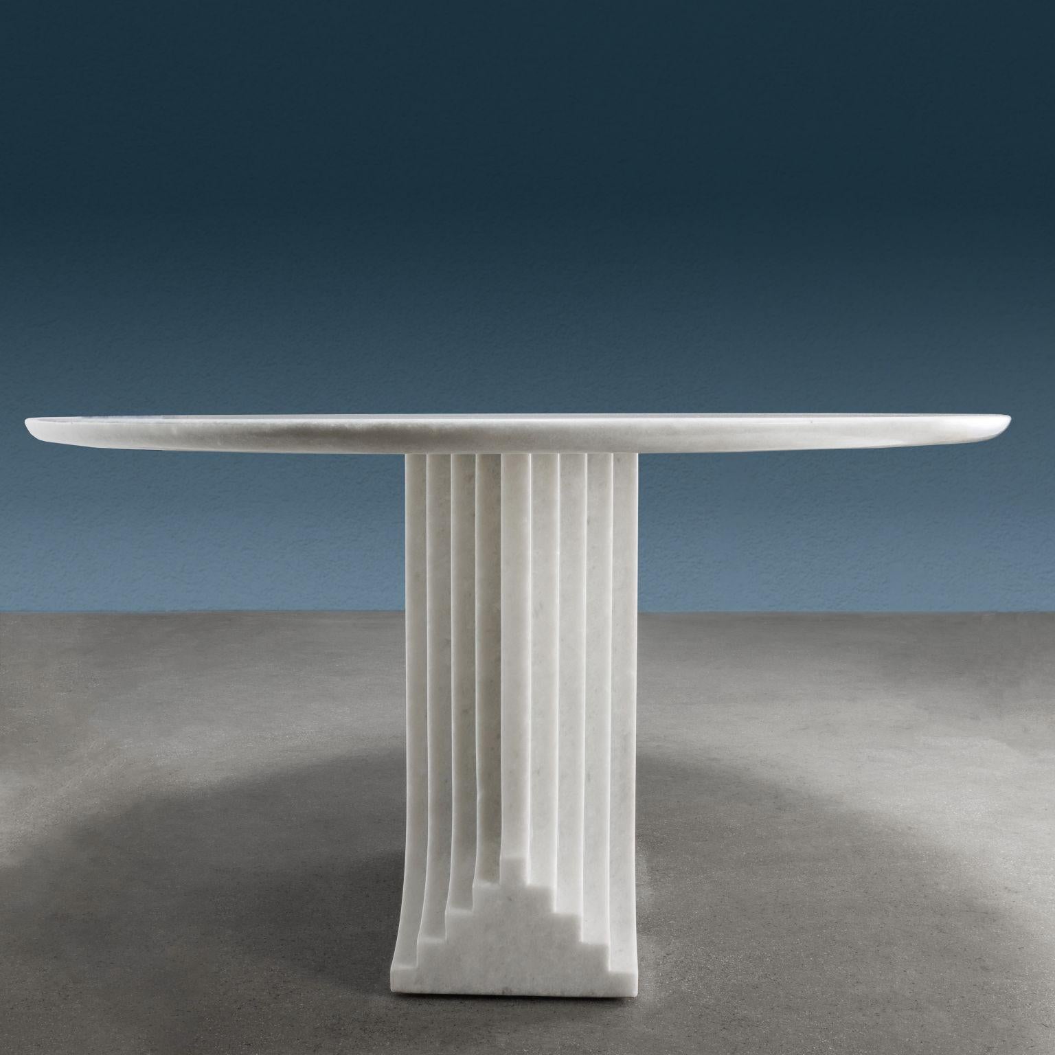 Mid-Century Modern Carlo Scarpa 'Samo' table for Simon in white marble, 1970s For Sale