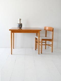 Scandinavian vintage extendable teak veneer table