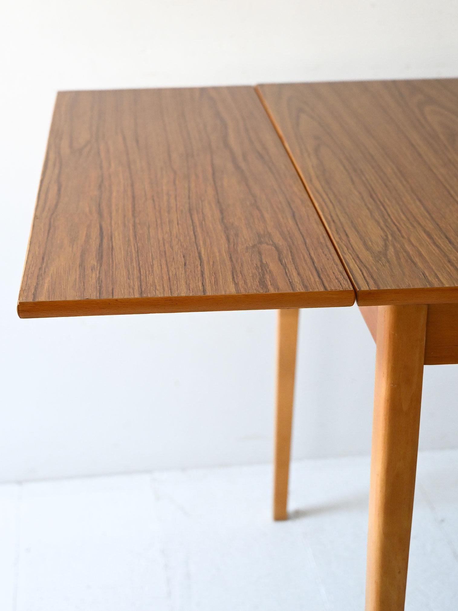 Mid-20th Century Scandinavian vintage extendable teak veneer table For Sale