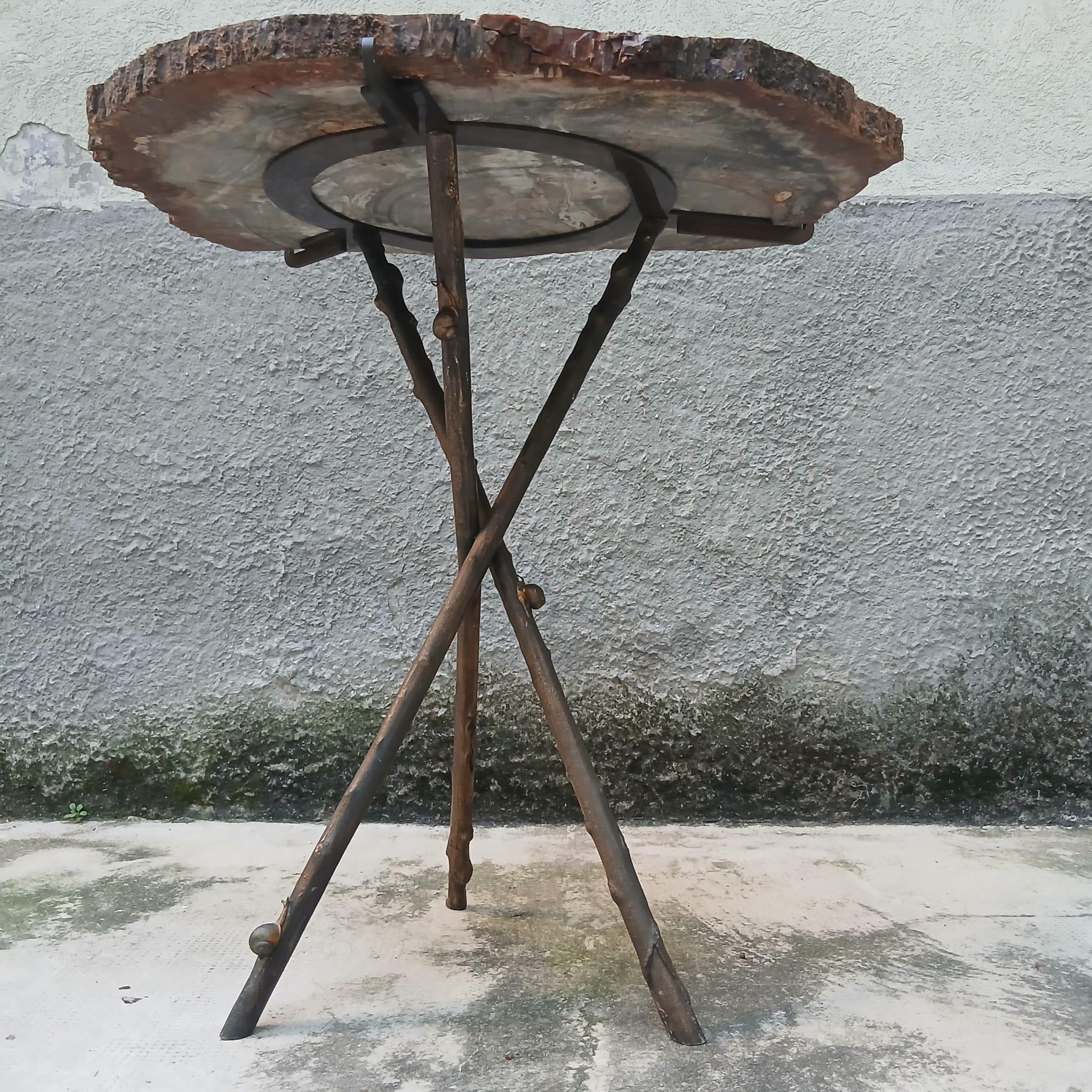 Tavolo Scultoreo in Legno Fossile e Bronzo - Pezzo Unico - Europa - Metà '900 For Sale 5
