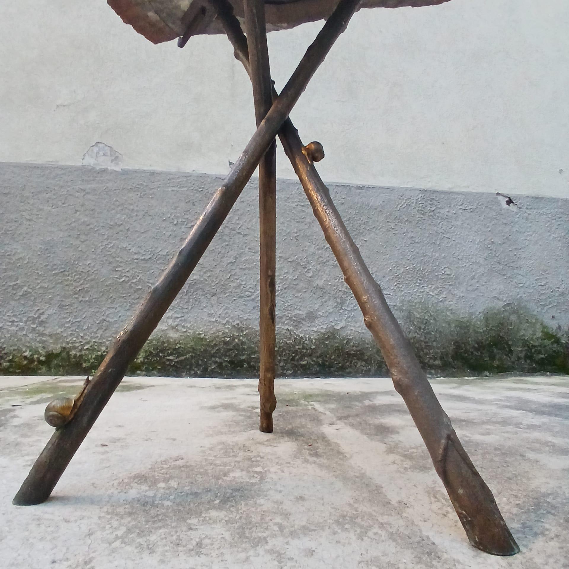 Tavolo Scultoreo in Legno Fossile e Bronzo - Pezzo Unico - Europa - Metà '900 For Sale 11