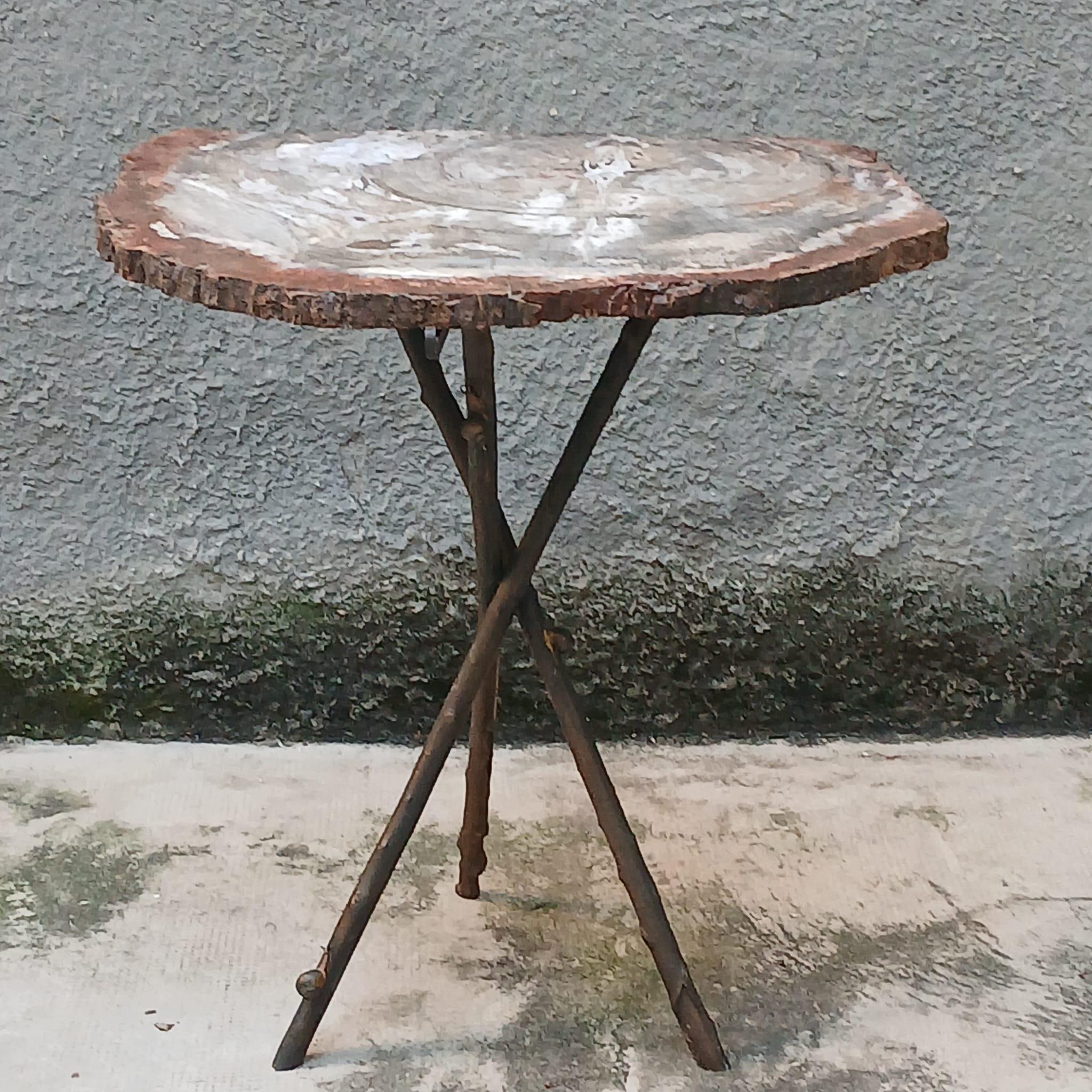 Art Nouveau Tavolo Scultoreo in Legno Fossile e Bronzo - Pezzo Unico - Europa - Metà '900 For Sale