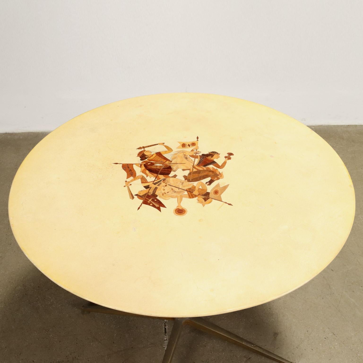Mid-Century Modern 1950s round table in parchment paper For Sale