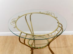 Brass round coffee table, 1950s