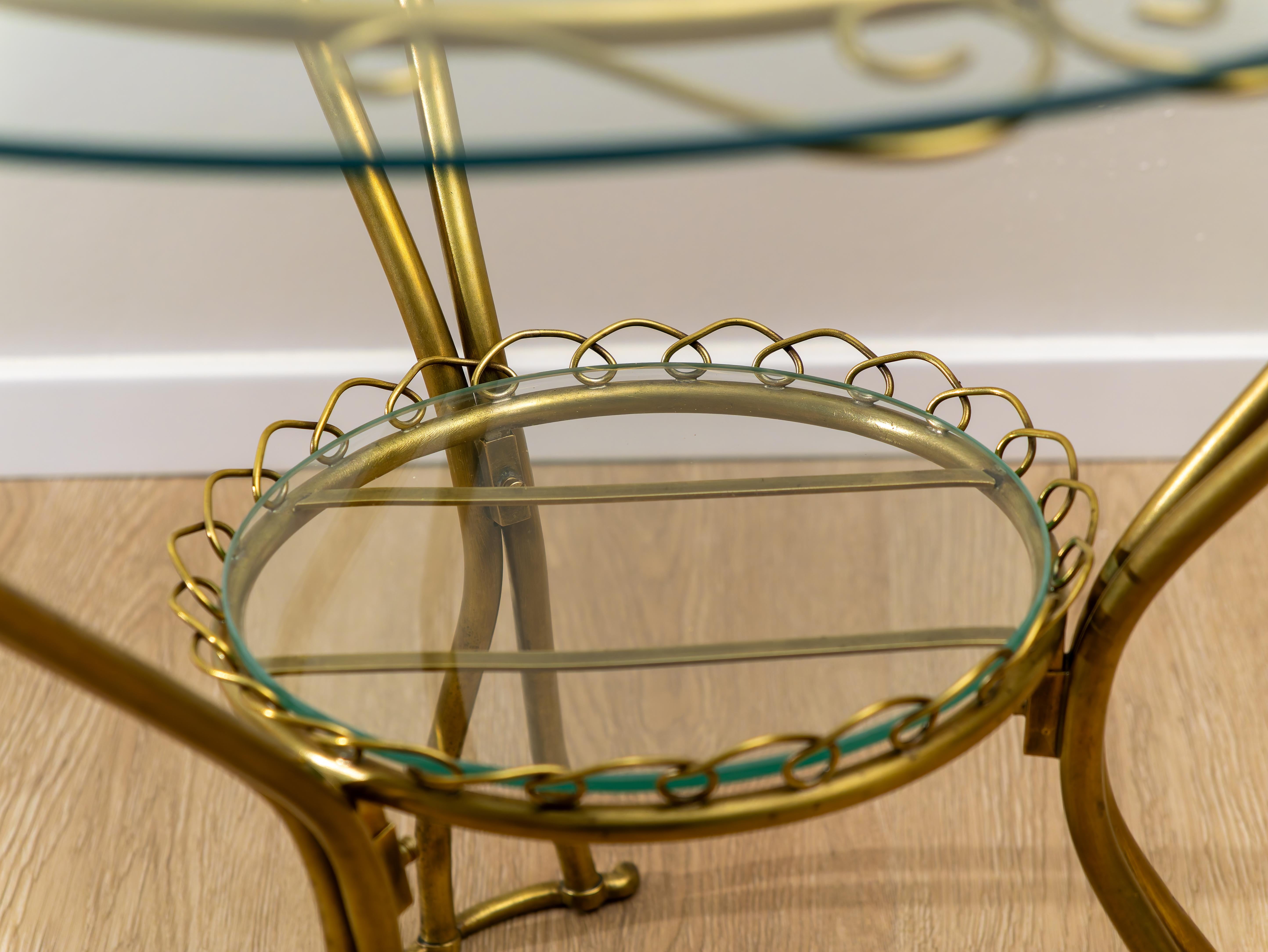 Italian Brass round coffee table, 1950s For Sale