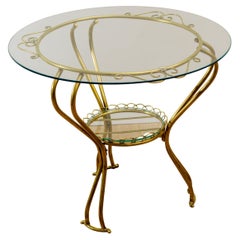 Runder Couchtisch aus Messing, 1950er Jahre
