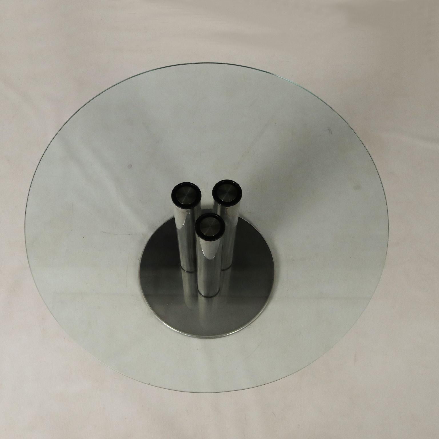 Mid-Century Modern Table ronde en cristal 'Marcuso 2532' Marco Zanuso pour Zanotta 1970 en vente