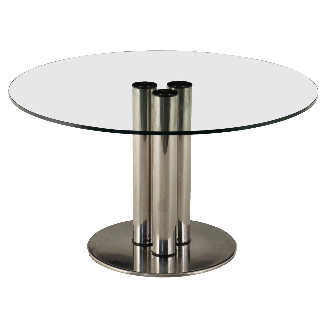 Tavolo tondo in cristallo 
Marcuso 2532
 Marco Zanuso per Zanotta anni 70