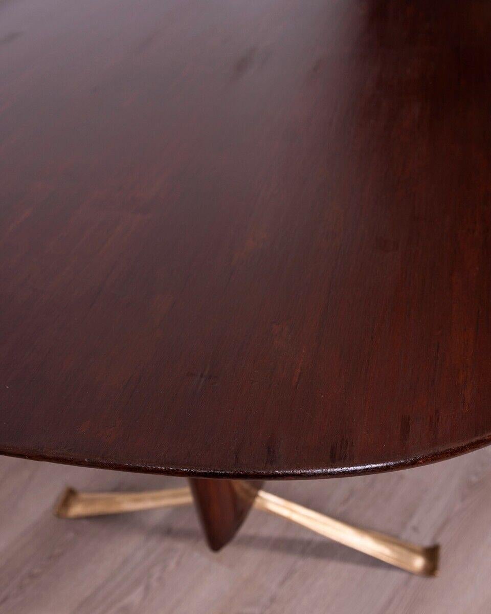 Table vintage en laiton et bois des années 1950 conçue par Melchiorre Bega en vente 2