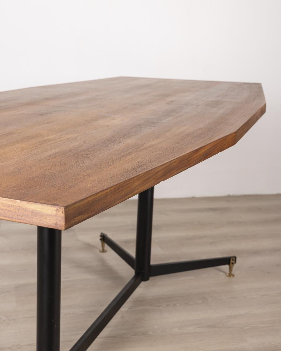 Table vintage en métal et bois des années 1960 design italien Bon état - En vente à None, IT