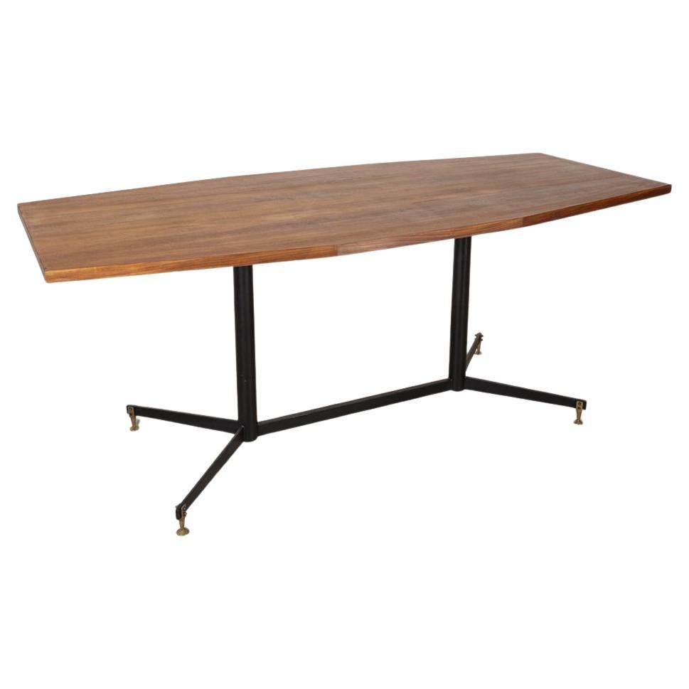 Vintage 60's metal and wood table Italian design