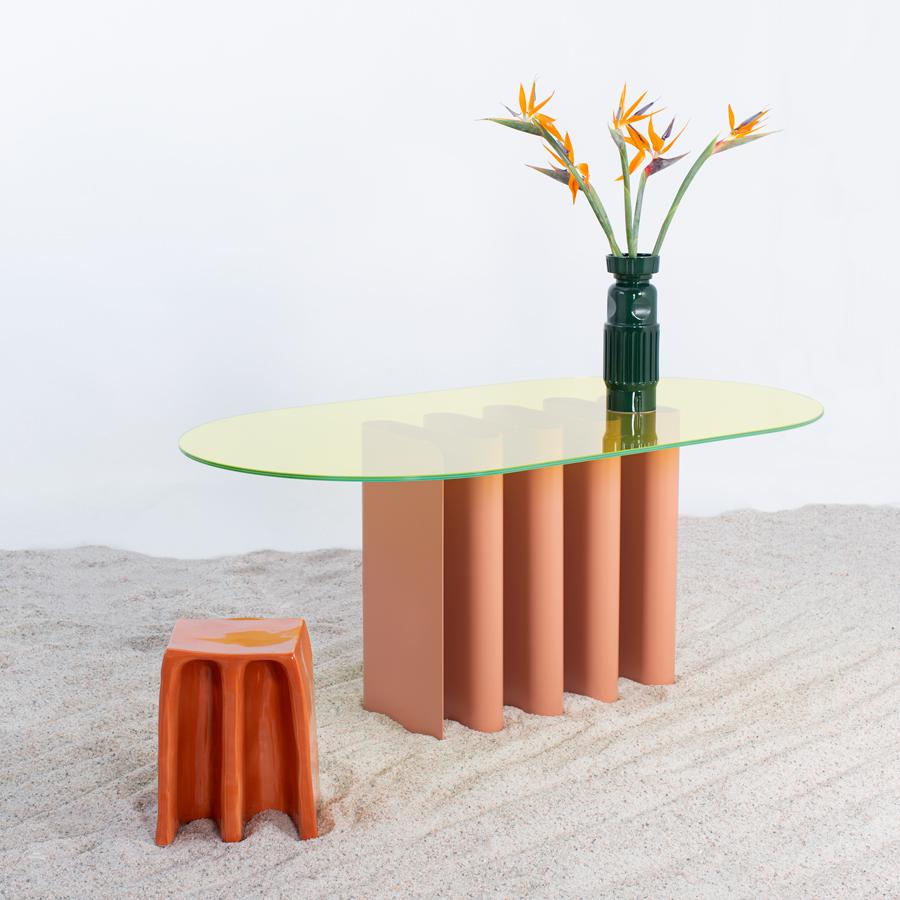 Contemporary Tavolo2 Fango Green Dining Table by Pulpo