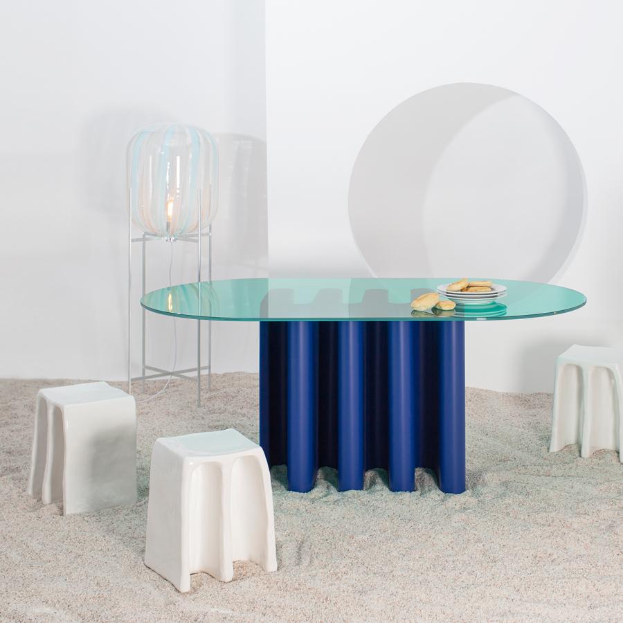 Aluminium Table de salle à manger Tavolo2 Ultramarine Bleu par Pulpo en vente