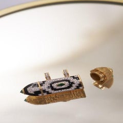 Ta'wiz 18k Gold, Natural Diamonds, Emeralds and Silver Chain