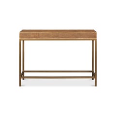 Tawny Leather Wrapped Console Table