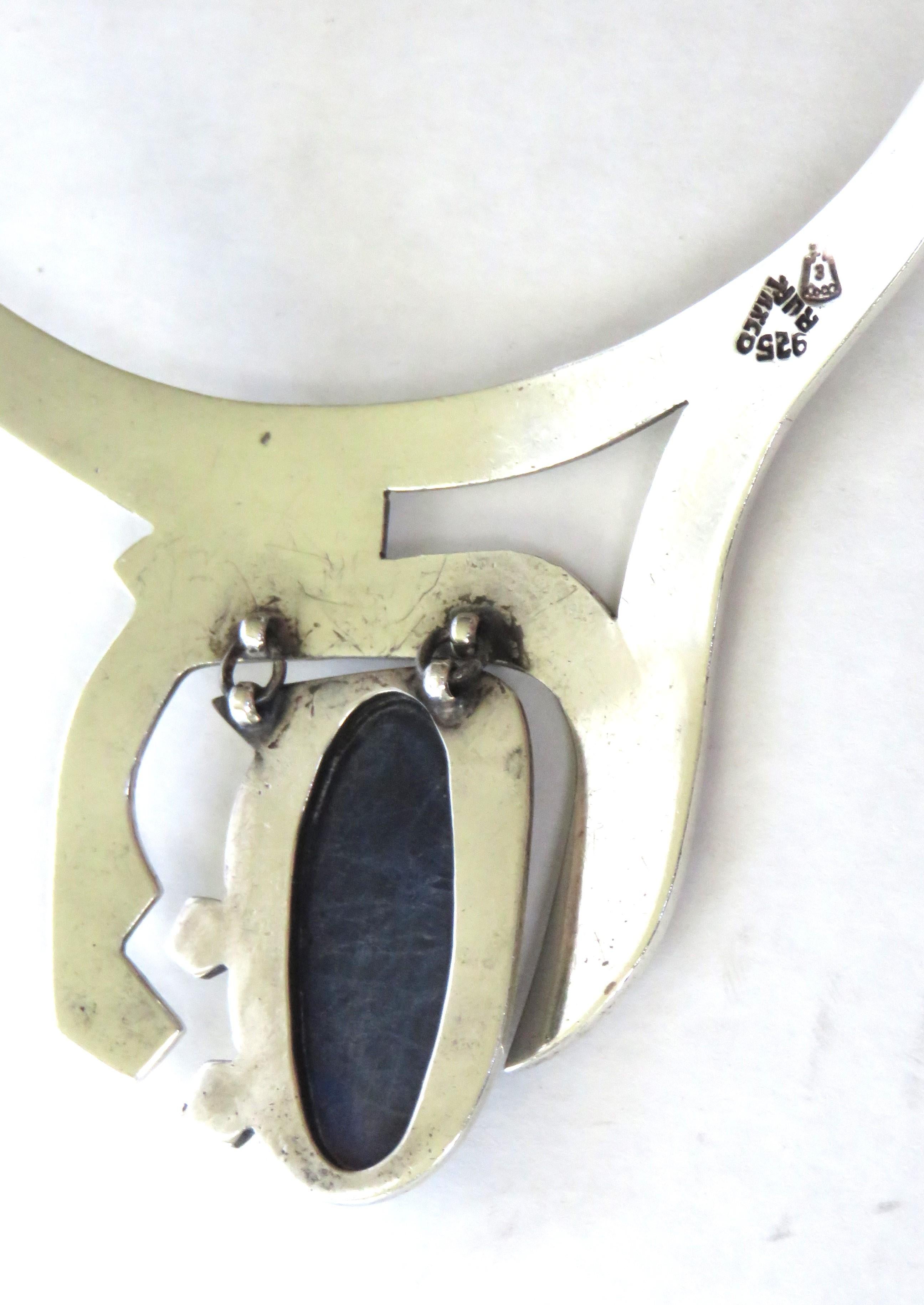 Taxco Lapis Lazuli Articulated Sterling Silver Necklace For Sale 3