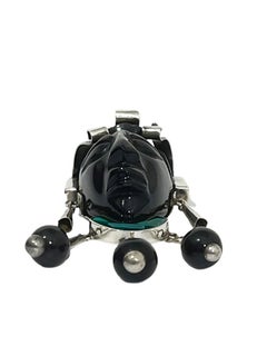 Taxco Mexican Silver Aztec Mask Face Pendant, TC-110