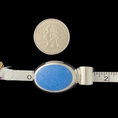 Taxco Mexico Blue Howlite Pendant Sterling Silver 925 Oval Cabochon Vintage