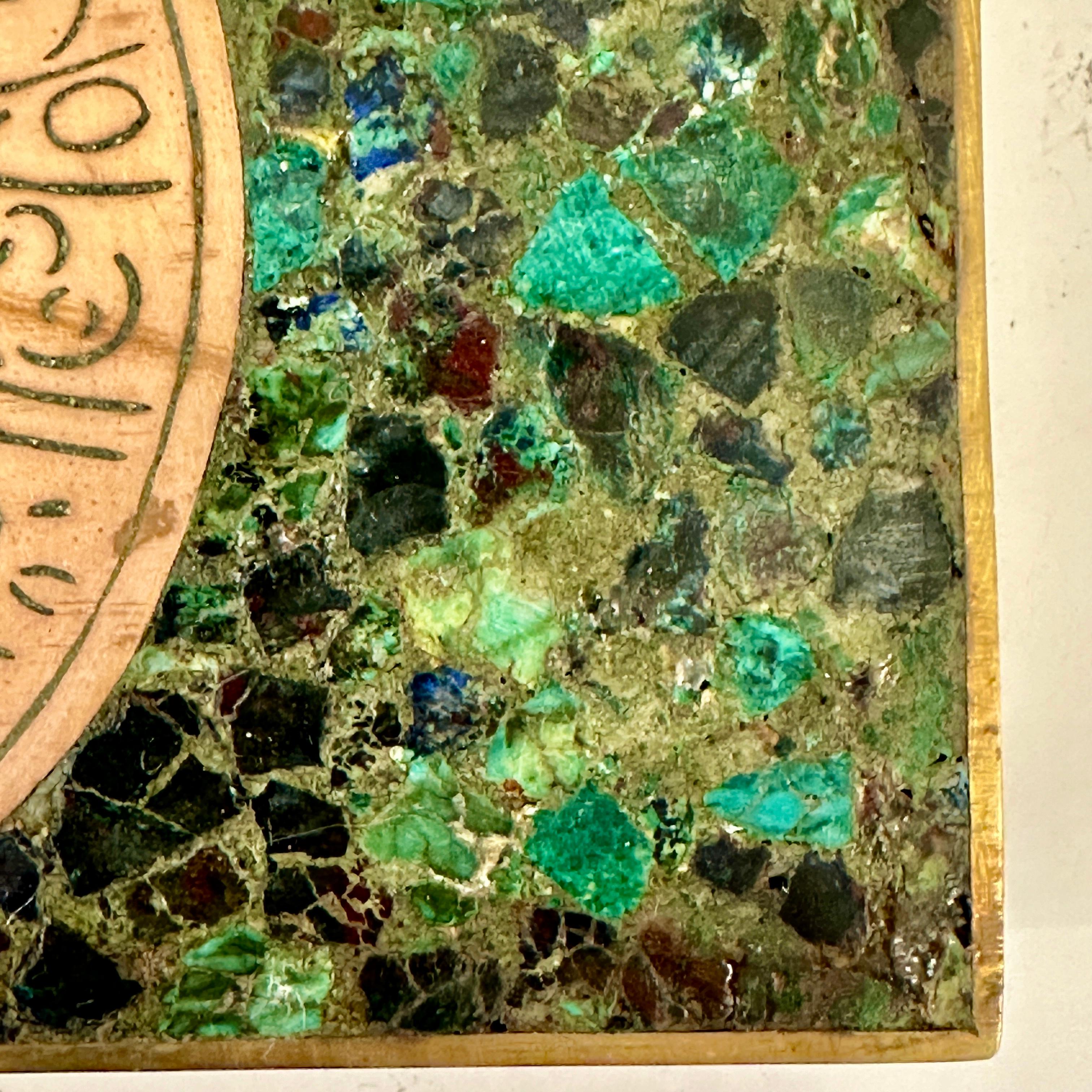 Taxco Mexiko Schachtel mit Scharnier aus Messing, Kupfer und Azurit und Malachit, ca. 1960er Jahre im Zustand „Gut“ in Cathedral City, CA