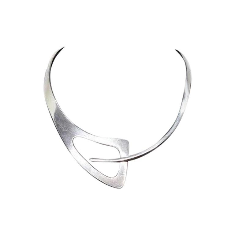 Taxco Mexico Silver Modernist Collar Choker  For Sale