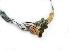 Taxco Mexico Sterling Link Choker Necklace Signed M O Campo