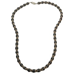 Taxco Mexico Sterling Silver and Hematite Bead Necklace TH-64