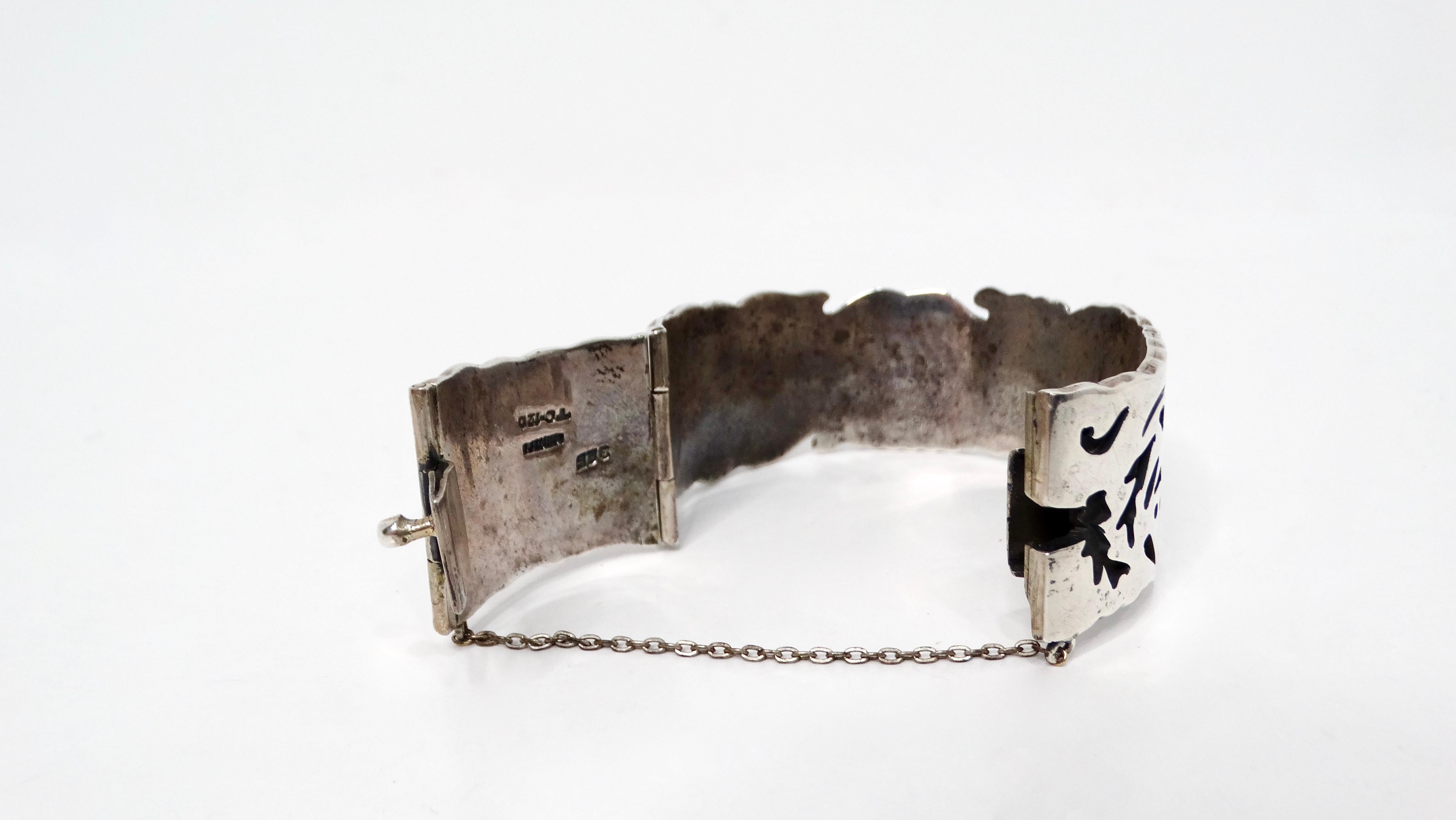 Taxco Mexico Sterling Silver Cuff Bracelet circa vintage im Angebot 1