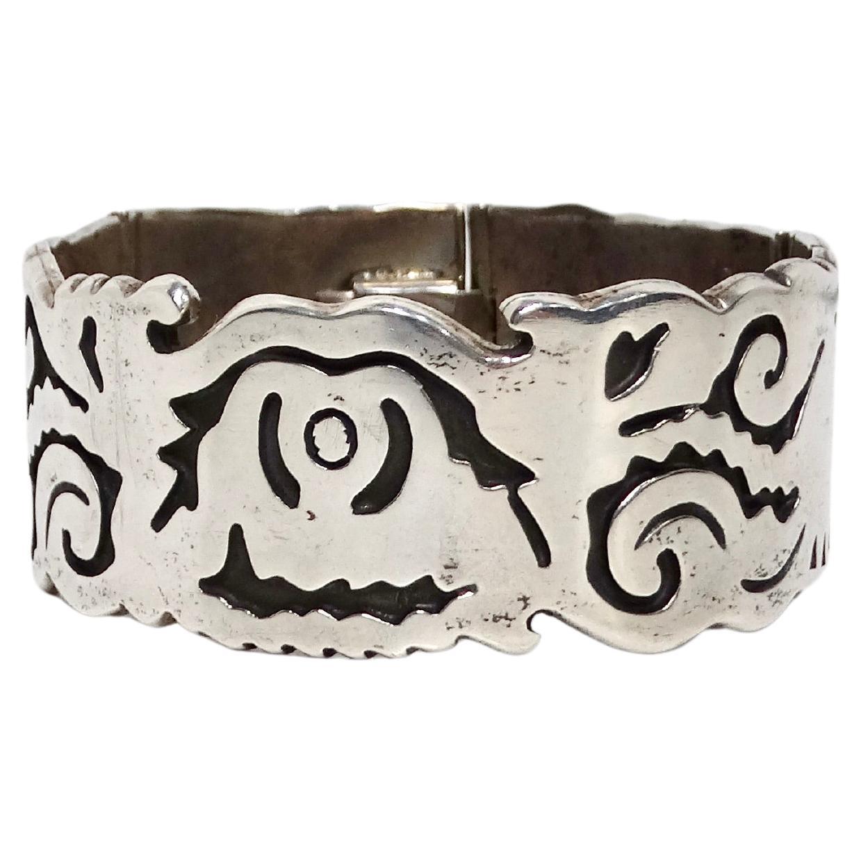Taxco Mexico Sterling Silver Cuff Bracelet circa vintage