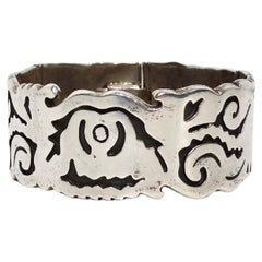 Taxco Mexico Sterling Silver Cuff Bracelet circa vintage