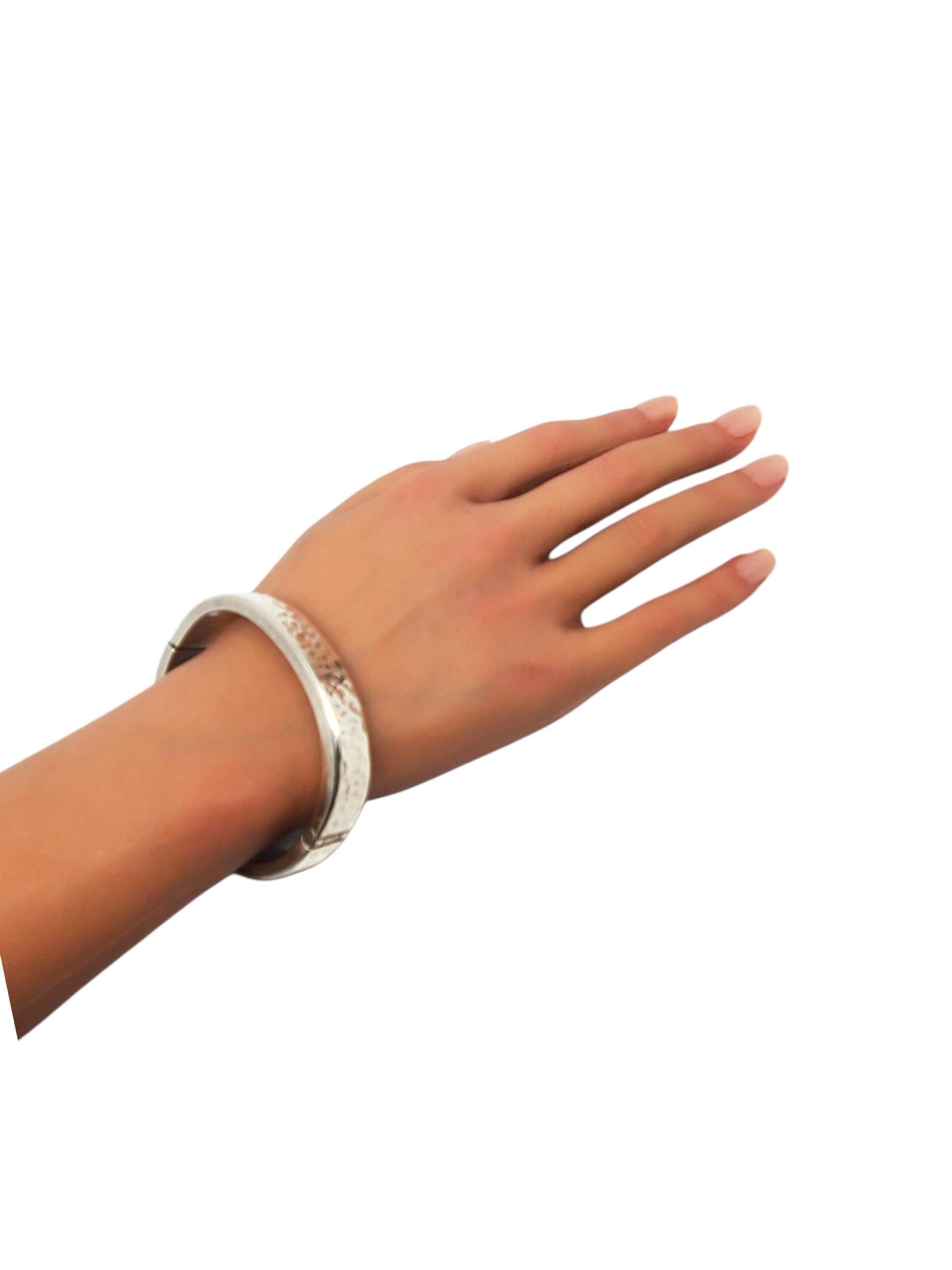 Taxco Mexico - Bracciale ovale con cerniera in argento sterling martellato #22438 in vendita 3