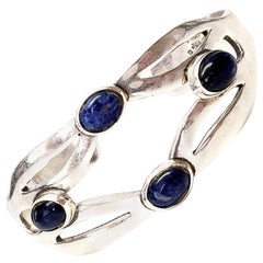 Taxco Mexico Sterling Silver Lapis Lazuli Cuff Bracelet