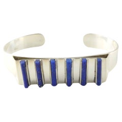 Taxco Mexico Sterling Silver Lapis Lazuli Cuff Bracelet