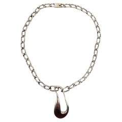 Taxco Mexico Sterling Silver Modernist Link Necklace #24713