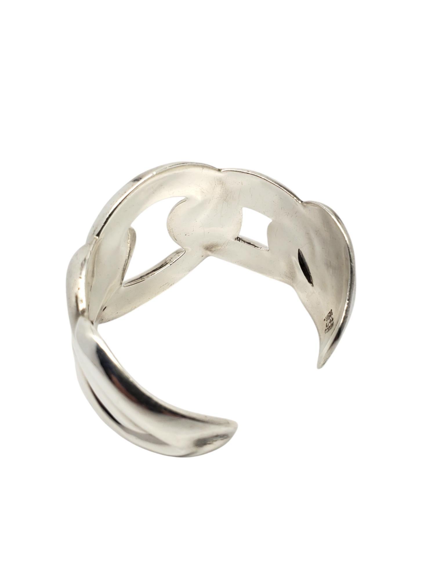 Taxco Mexico Sterling Silver Oversized Interlocking Cuff Bracelet #20572 For Sale 2