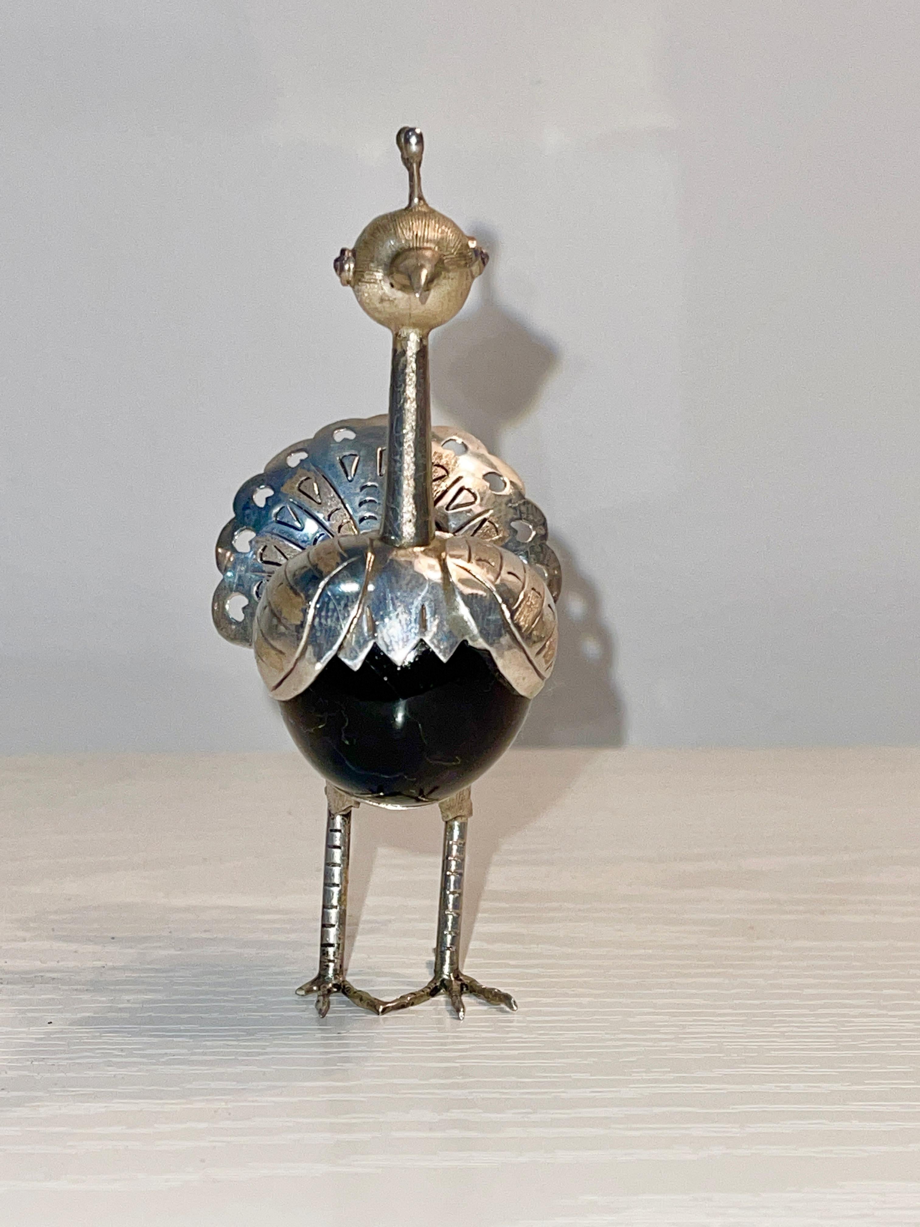 Taxco Mexico Sterling Silver Quail In Good Condition In Hanover, MA