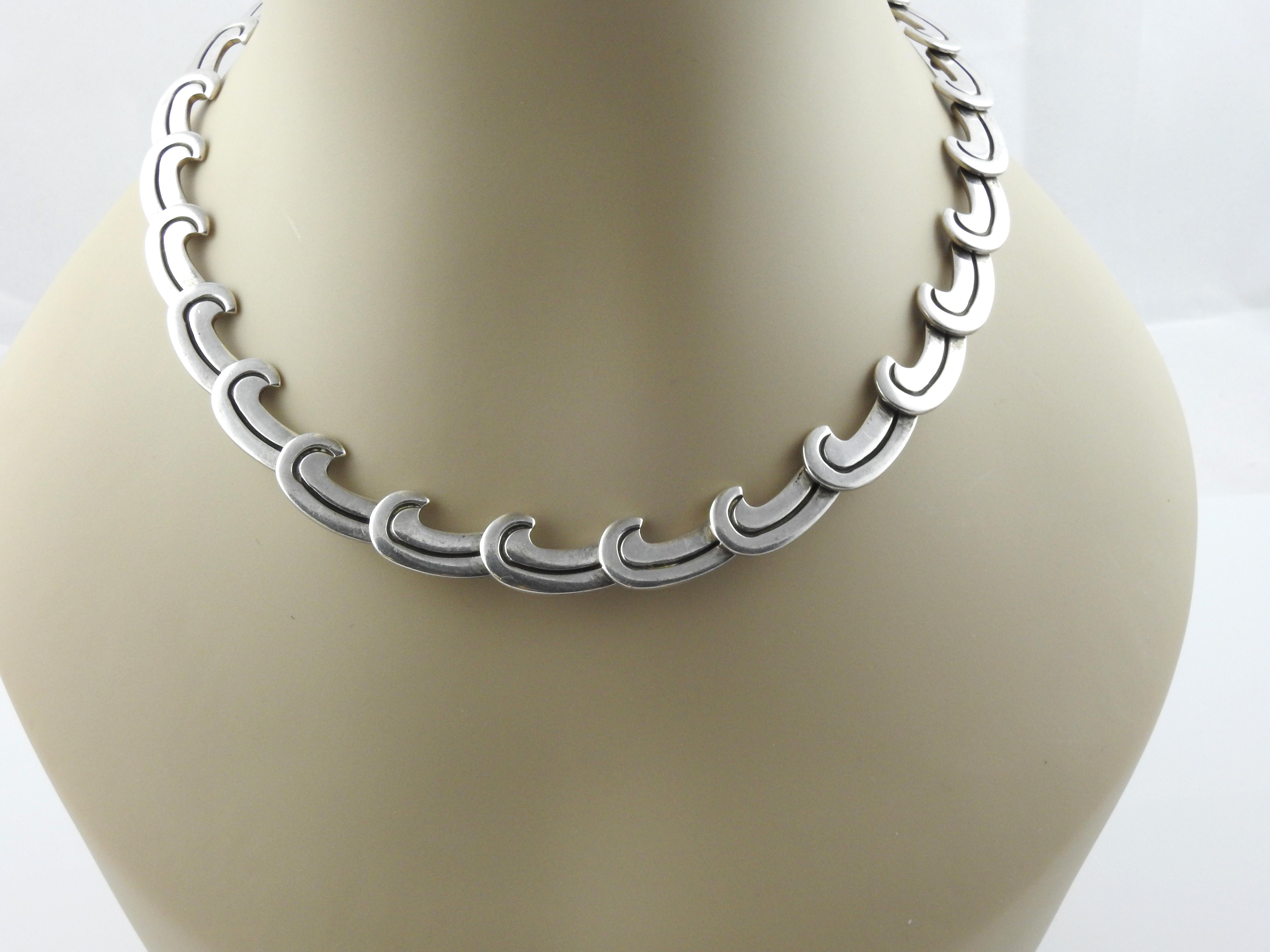 Taxco Mexico Sterling Silber vernietet Welle moderne Halskette:: TC-51 ACF 3