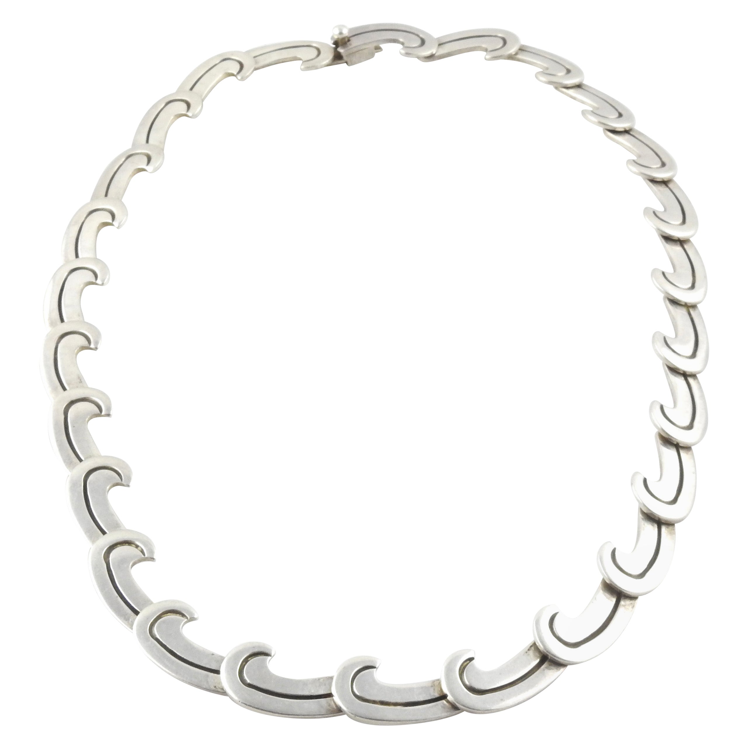 Taxco Mexico Sterling Silber vernietet Welle moderne Halskette:: TC-51 ACF