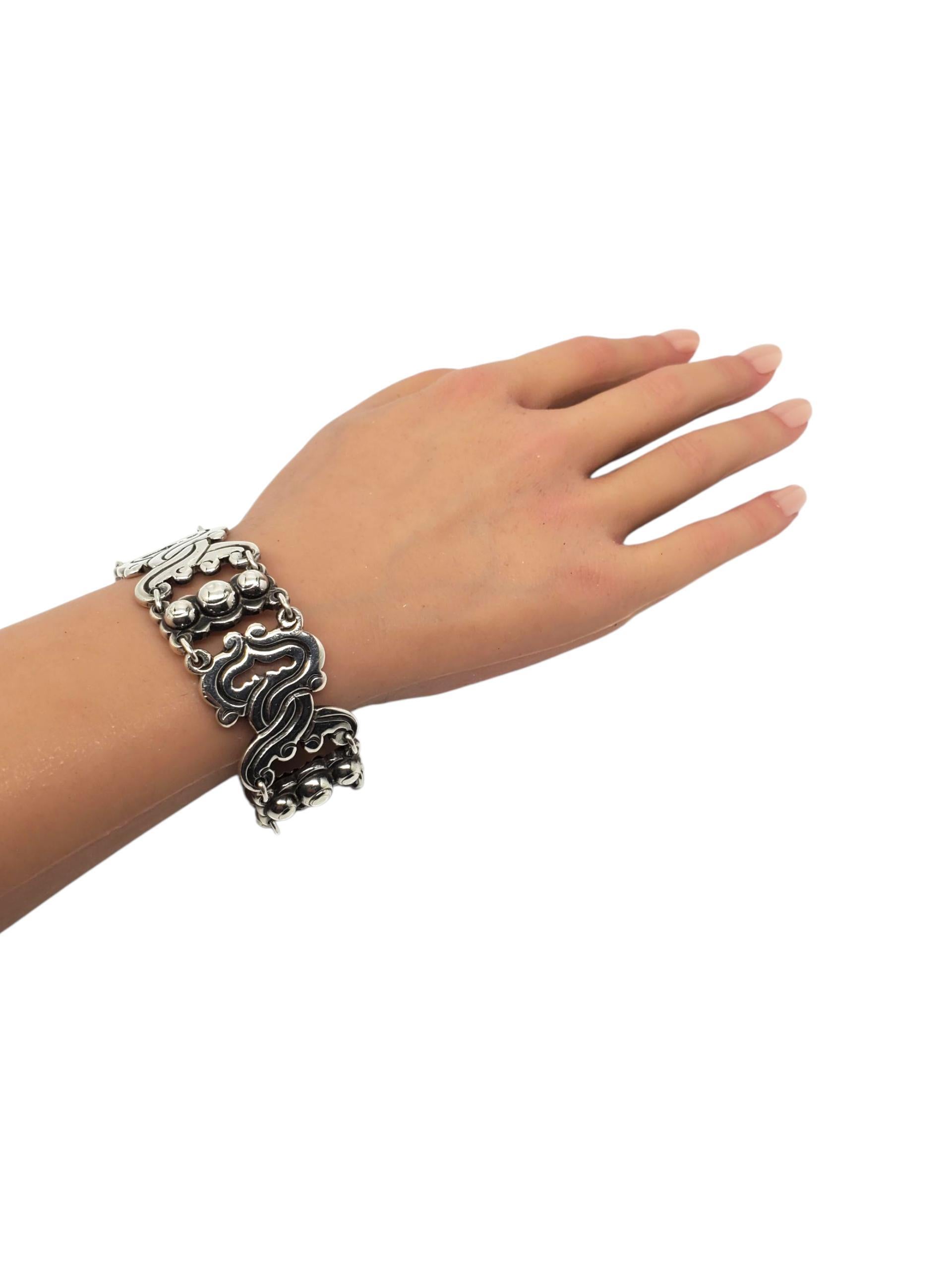 Taxco Mexico Sterling Silver Scroll Link Bracelet #22527 en venta 5