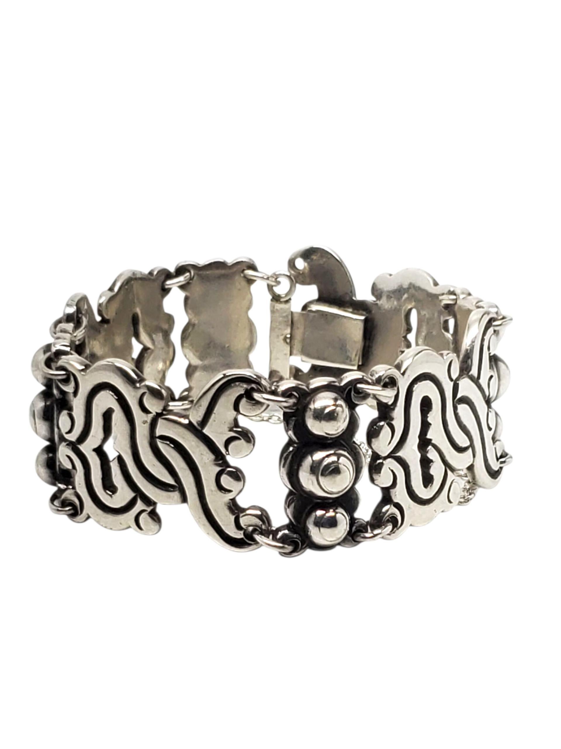 De las mujeres Taxco Mexico Sterling Silver Scroll Link Bracelet #22527 en venta